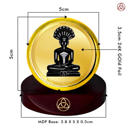 Diviniti 24K Gold Plated Foil Parshvanatha Photo Frame for Car Dashboard, Home Decor, Table Top, Puja Room Worship and Festival Gift MCF1CGOLD (5.5x5 CM)