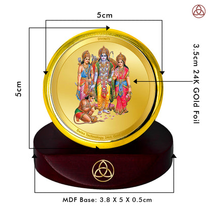 Diviniti 24K Gold Plated Ram Darbar Photo Frame for Car Dashboard, Home Decor, Table Top, Puja Room Worship and Festival Gift MCF1CGOLD (5.5x5 CM)