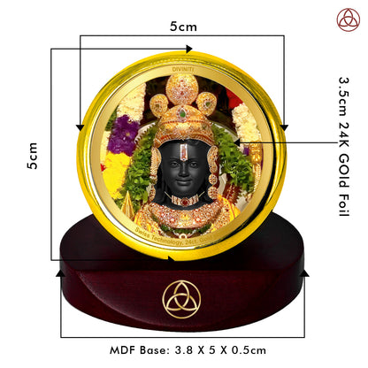 Diviniti 24K Gold Plated Ram Lalla Photo Frame for Car Dashboard, Home Decor, Table Top, Puja Room Worship and Festival Gift MCF1CGOLD (5.5x5 CM)