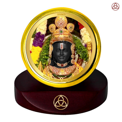 Diviniti 24K Gold Plated Ram Lalla Photo Frame for Car Dashboard, Home Decor, Table Top, Puja Room Worship and Festival Gift MCF1CGOLD (5.5x5 CM)