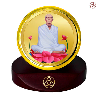 Diviniti 24K Gold Plated Ram Thakur Photo Frame for Car Dashboard, Home Decor, Table Top, Puja Room Worship and Festival Gift MCF1CGOLD (5.5x5 CM)