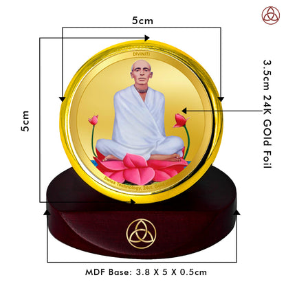 Diviniti 24K Gold Plated Ram Thakur Photo Frame for Car Dashboard, Home Decor, Table Top, Puja Room Worship and Festival Gift MCF1CGOLD (5.5x5 CM)