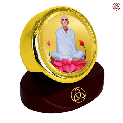 Diviniti 24K Gold Plated Ram Thakur Photo Frame for Car Dashboard, Home Decor, Table Top, Puja Room Worship and Festival Gift MCF1CGOLD (5.5x5 CM)