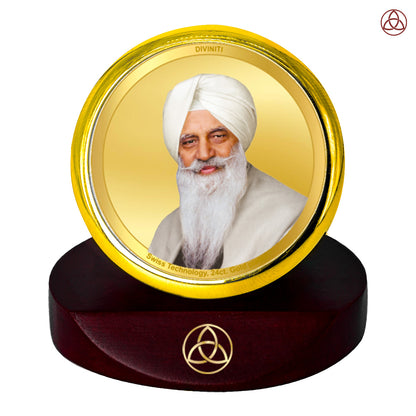 Diviniti 24K Gold Plated Foil Radha Swami Photo Frame for Car Dashboard, Home Decor, Table Top, Showpiece and Festival Gift MCF1CGOLD (5.5x5 CM)