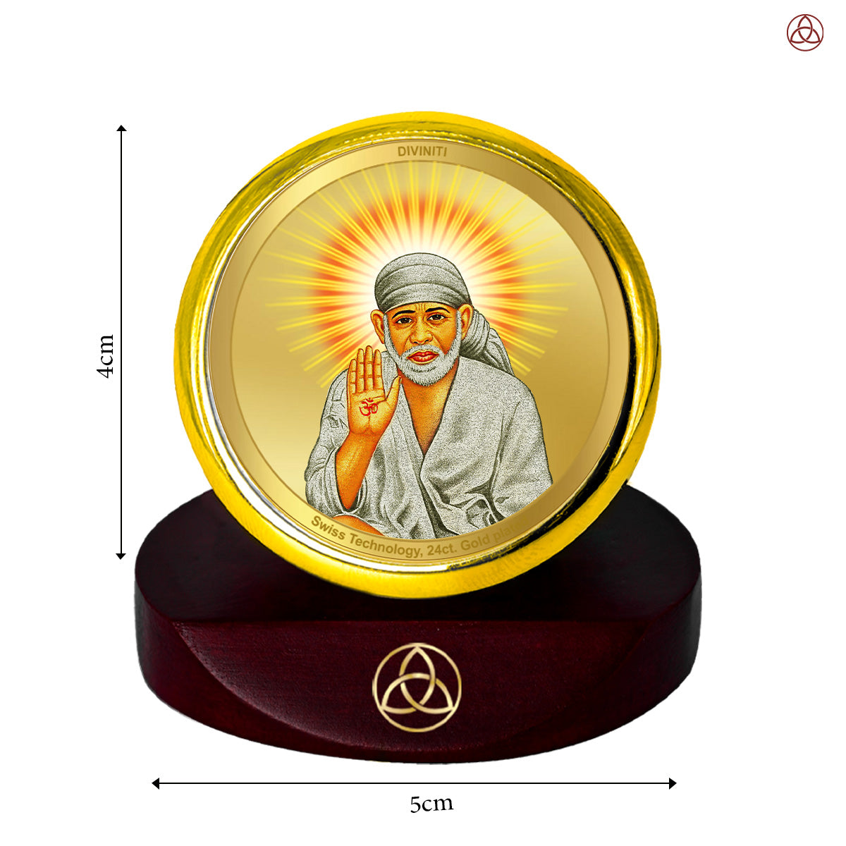 Sai Baba Blessing Pose | Divine Sai Baba Car Dashboard & Tabletop Photo Frame in 24K Gold Plated Foil