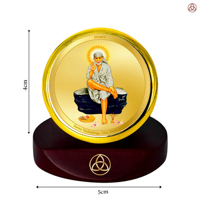 Sai Baba of Shirdi | Saint of Faith & Compassion Car Dashboard Frame in 24K Gold Plated Foil