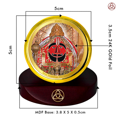 Diviniti 24K Gold Plated Salasar Balaji Photo Frame for Car Dashboard, Home Decor, Table Top, Puja Room Worship and Festival Gift MCF1CGOLD (5.5x5 CM)