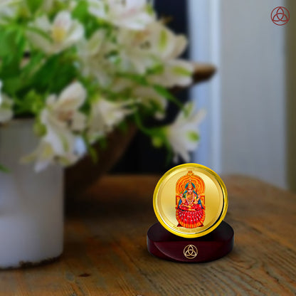 Diviniti 24K Gold Plated Sharda Mata Photo Frame for Car Dashboard, Home Decor, Table Top, Puja Room Worship and Festival Gift MCF1CGOLD (5.5x5 CM)