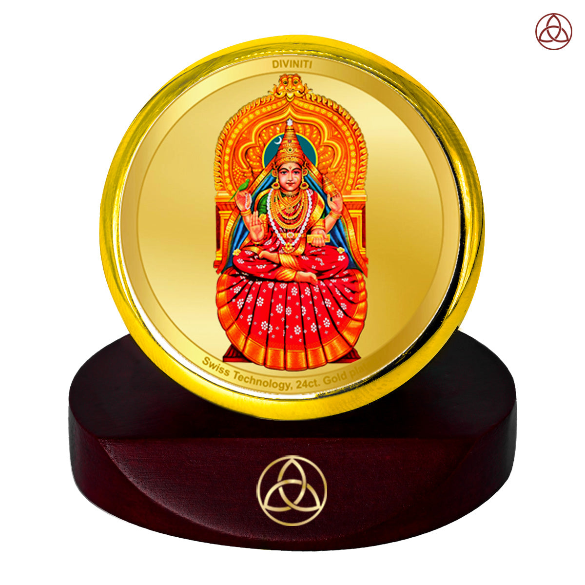 Diviniti 24K Gold Plated Sharda Mata Photo Frame for Car Dashboard, Home Decor, Table Top, Puja Room Worship and Festival Gift MCF1CGOLD (5.5x5 CM)