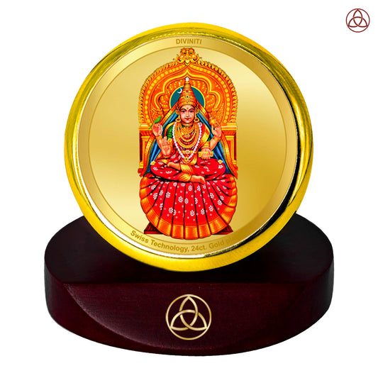 Diviniti 24K Gold Plated Sharda Mata Photo Frame for Car Dashboard, Home Decor, Table Top, Puja Room Worship and Festival Gift MCF1CGOLD (5.5x5 CM)
