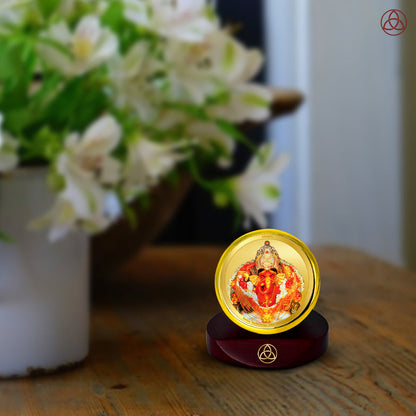 Diviniti 24K Gold Plated Foil Siddhivinayak Photo Frame for Car Dashboard, Home Decor, Table Top, Puja Room Worship and Festival Gift MCF1CGOLD (5.5x5 CM)