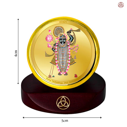 Lord Shrinathji | Divine Form of Krishna from Nathdwara Car Dashboard Frame in 24K Gold Plated Foil