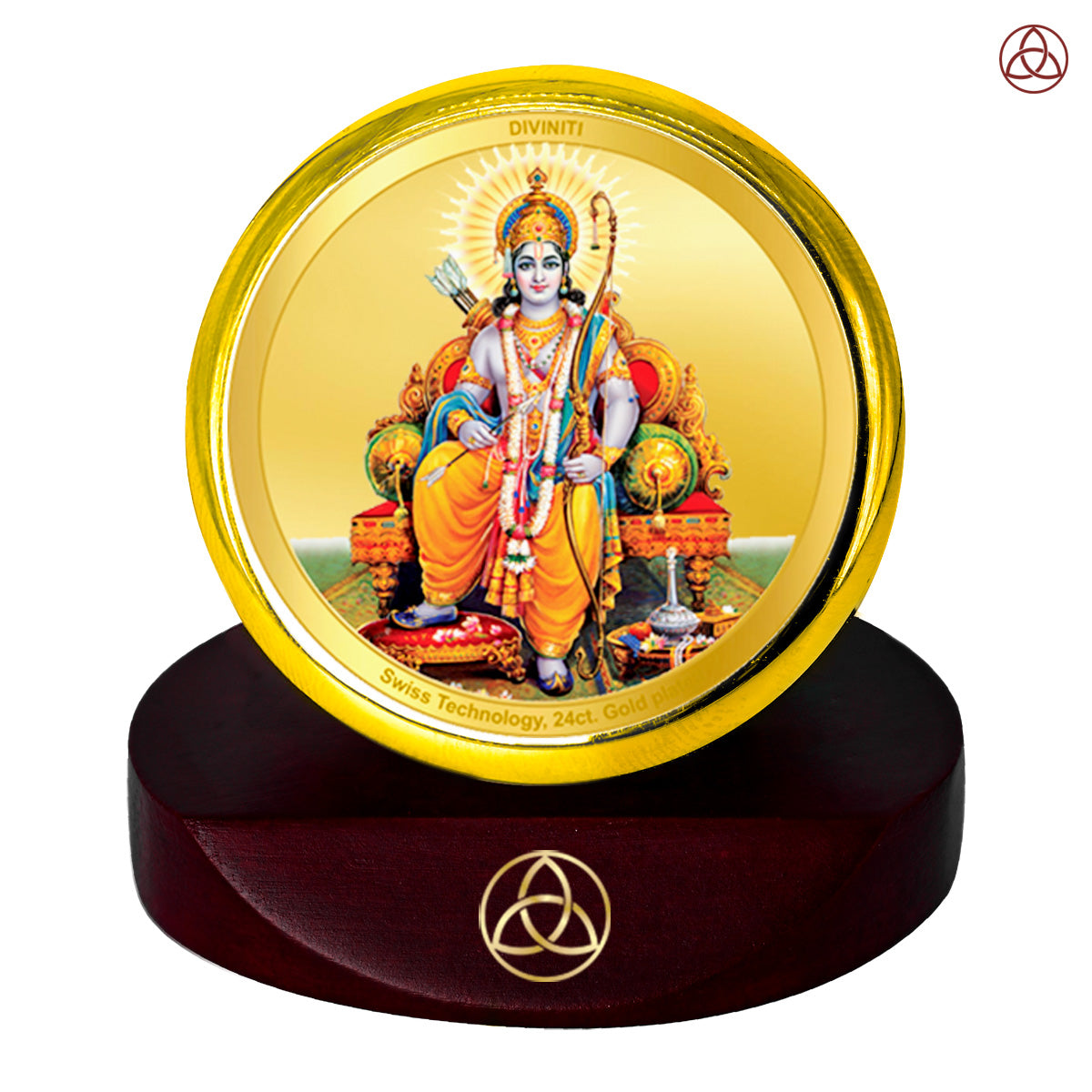 Diviniti 24K Gold Plated Lord Ram Photo Frame for Car Dashboard, Home Decor, Table Top, Puja Room Worship and Festival Gift MCF1CGOLD (5.5x5 CM)