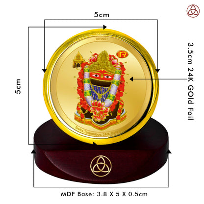 Diviniti 24K Gold Plated Tarini Devi Photo Frame for Car Dashboard, Home Decor, Table Top, Puja Room Worship and Festival Gift MCF1CGOLD (5.5x5 CM)