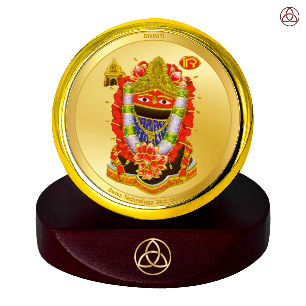 Diviniti 24K Gold Plated Tarini Devi Photo Frame for Car Dashboard, Home Decor, Table Top, Puja Room Worship and Festival Gift MCF1CGOLD (5.5x5 CM)