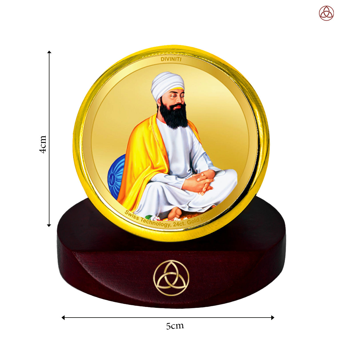 Guru Tegh Bahadar Ji | Ninth Sikh Guru and Dharam-Di-Chadar Spiritual Car Dashboard frame in 24K Gold Plated Foil