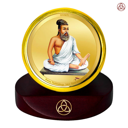 Diviniti 24K Gold Plated Thiruvalluvar Photo Frame for Car Dashboard, Home Decor, Table Top, Puja Room Worship and Festival Gift MCF1CGOLD (5.5x5 CM)