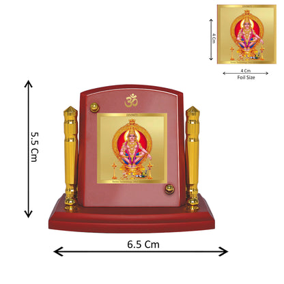 Diviniti 24K Gold Plated Foil Ayyappan Ji Photo Frame for Car Dashboard, Home Decor, Tabletop, Puja Room, Showpiece and Gift  MDF1BP+ (6.5x5.5 CM)