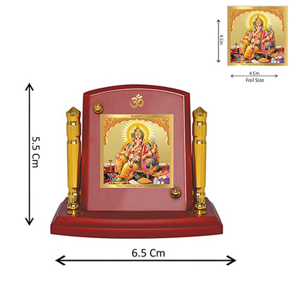 Diviniti 24K Gold Plated Foil Ganesha Photo Frame for Car Dashboard, Home Decor, Tabletop, Puja Room, Showpiece and Gift  MDF1BP+ (6.5x5.5 CM)