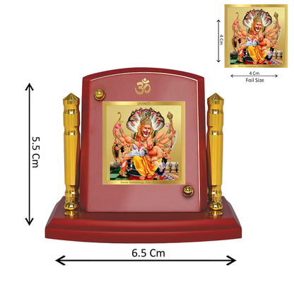 Diviniti 24K Gold Plated Foil Narsimha Photo Frame for Car Dashboard, Home Decor, Tabletop, Puja Room, Showpiece and Gift  MDF1BP+ (6.5x5.5 CM)