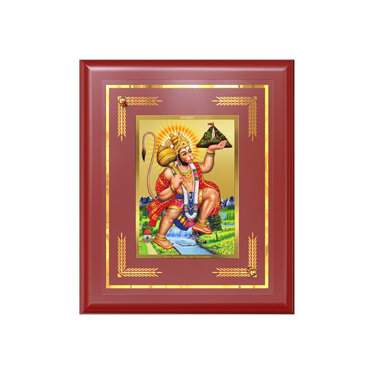 Hanuman Carrying Sanjeevani Mountain | Lord Hanuman Wall & Tabletop Frame in 24K Gold Plated Foil