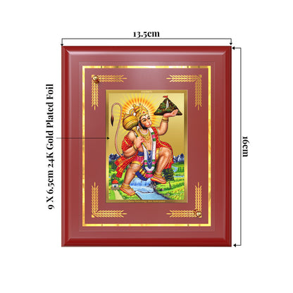 Hanuman Carrying Sanjeevani Mountain | Lord Hanuman Wall & Tabletop Frame in 24K Gold Plated Foil