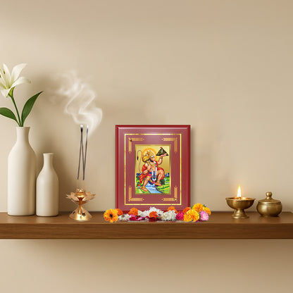 Hanuman Carrying Sanjeevani Mountain | Lord Hanuman Wall & Tabletop Frame in 24K Gold Plated Foil