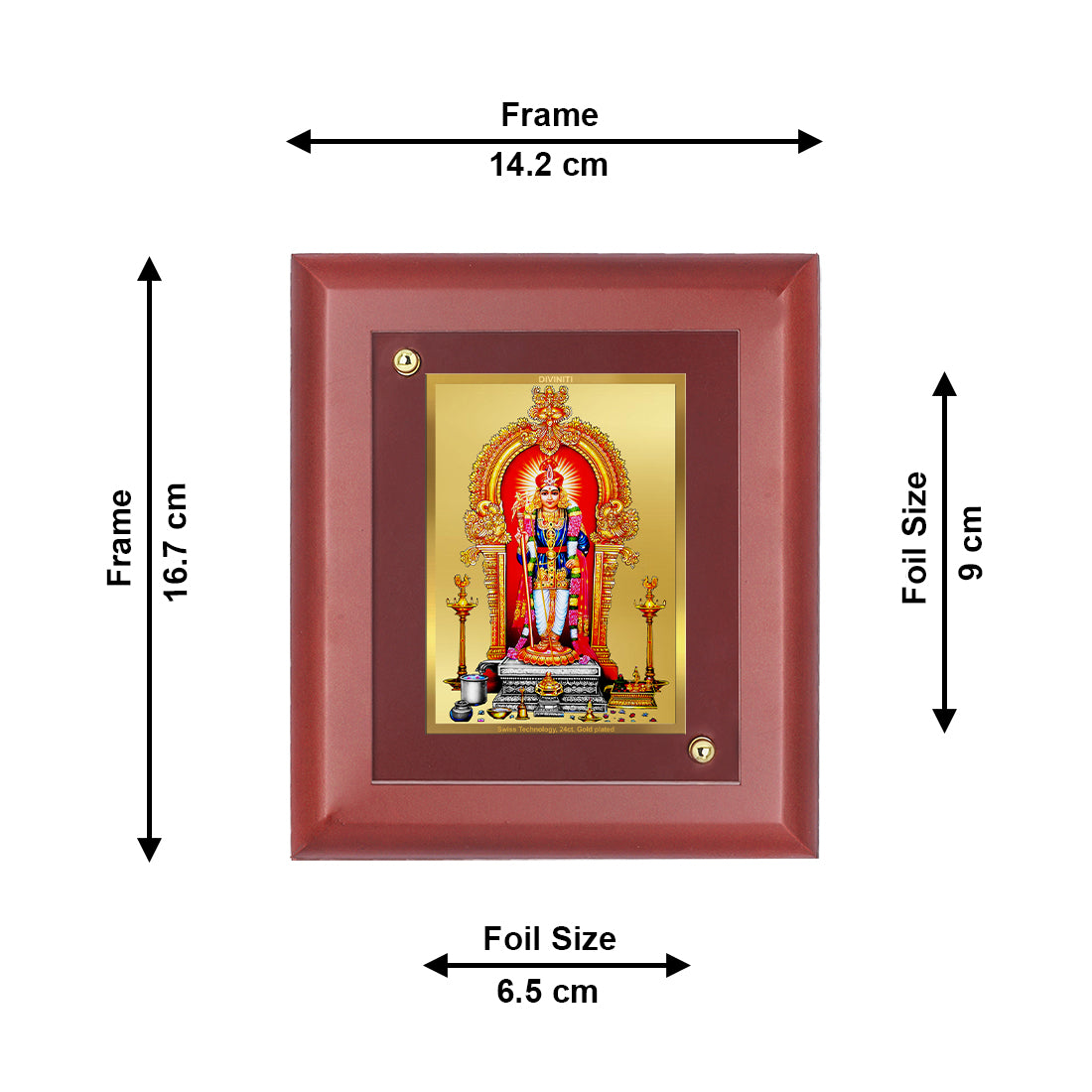 DIVINITI 24K Gold Plated Foil Alangaram Raja Elegant Photo Frame Idol for Home Decor Showpiece, Wall Hanging, Table Top, Luxury Gift|MDF Size 1 (16.7x14.2 CM)