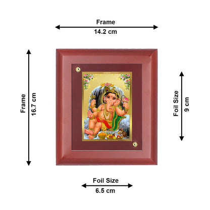 DIVINITI 24K Gold Plated Foil Lord Bal Ganesha Photo Frame Idol for Home Decor, Table Top, Wall Hanging, Puja Room, Gift|MDF Size 1 (16.7x14.2 CM)