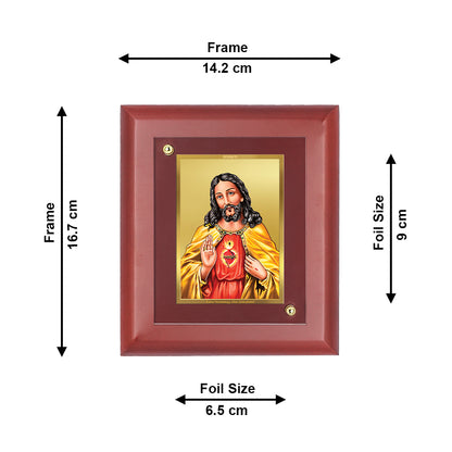 DIVINITI 24K Gold Plated Foil Jesus Stylish Photo Frame Idol for Prayer, Wall Hanging, Home Decor, Table Top, Gift|MDF Size 1 (16.7x14.2 CM)