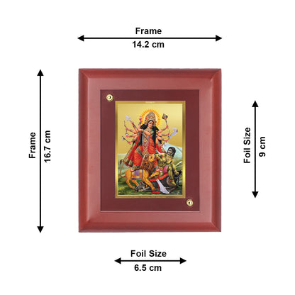 DIVINITI 24K Gold Plated Foil Goddess Durga Mata Luxury Photo Frame Idol for Home & Office Wall Decor, Table Top, Puja Room, Gift|MDF Size 1 (16.7x14.2 CM)