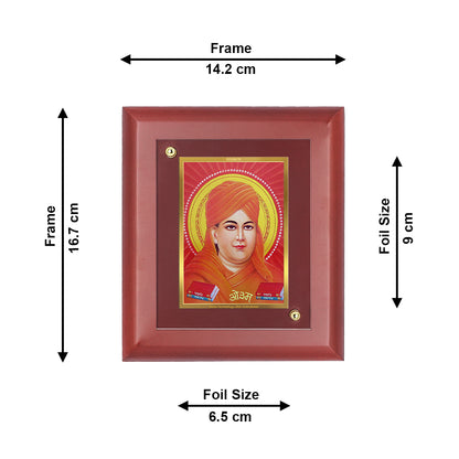 DIVINITI 24K Gold Plated Foil Daya Nand Saraswati Luxury Photo Frame Idol for Home Decor, Wall Hanging, Table Top, Gift|MDF Size 1 (16.7x14.2 CM)