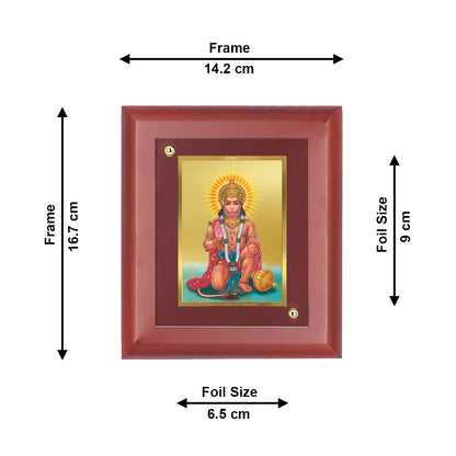 DIVINITI 24K Gold Plated Foil Lord Hanuman Elegant Wall Photo Frame Idol for Home Decor, Puja Room, Luxury Gift|MDF Size 1 (16.7x14.2 CM)