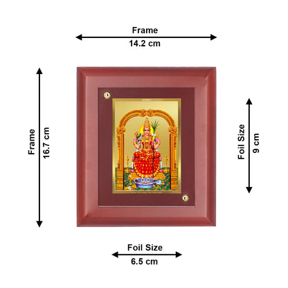 DIVINITI 24K Gold Plated Foil Kanchi Kamakshi Amman Classic Photo Frame Idol for Home Wall Decor, Table Top, Gift|MDF Size 1 (16.7x14.2 CM)
