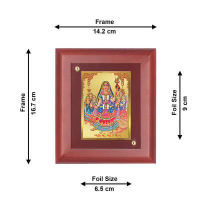 DIVINITI 24K Gold Plated Foil Khodiyar Mata Tradition Wall Photo Frame Idol for Home Decor, Table Top, Prayer, Gift|MDF Size 1 (16.7x14.2 CM)