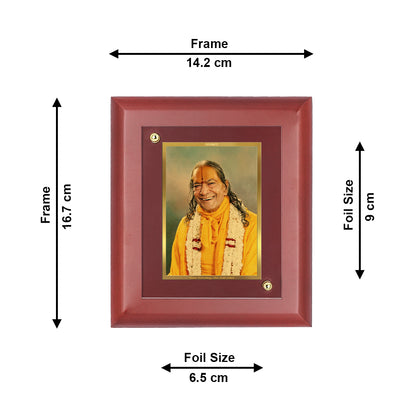 DIVINITI 24K Gold Plated Foil Kripalu Maharaj Ji Classic Photo Frame Idol for Home Wall Decor, Table Top, Workshop, Gift|MDF Size 1 (16.7x14.2 CM)