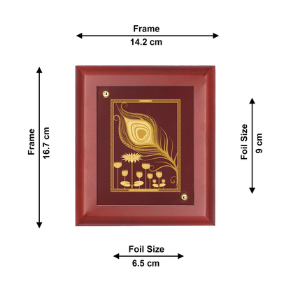 DIVINITI 24K Gold Plated Foil Peacock Feather Stylish Photo Frame Idol for Home Decor, Workshop, Table Top, Gift|MDF Size 1 (16.7x14.2 CM)