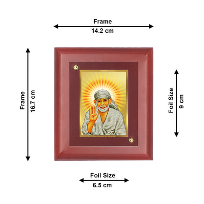 DIVINITI 24K Gold Plated Foil Sai Baba Stylish Photo Frame Idol for Puja Room, Home Decor, Table Top, Wall Hanging, Gift|MDF Size 1 (16.7x14.2 CM)