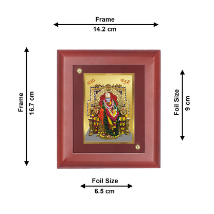DIVINITI 24K Gold Plated Foil Sai Baba Classic Photo Frame Idol for Wall Hanging, Home Decor, Table Top, Luxury Gift|MDF Size 1 (16.7x14.2 CM)