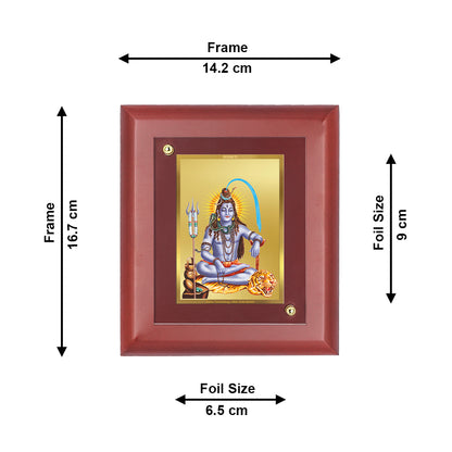 DIVINITI 24K Gold Plated Foil Lord Shiv Classic Photo Frame Idol for Home Wall Decor, Workshop, Table Top, Puja Room, Gift|MDF Size 1 (16.7x14.2 CM)