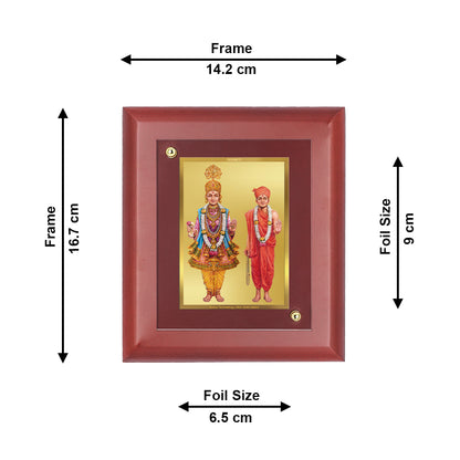 DIVINITI 24K Gold Plated Foil Swami Narayan Elegant Photo Frame Idol for Living Room, Wall Hanging, Table Top, Gift|MDF Size 1 (16.7x14.2 CM)