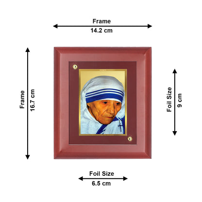 DIVINITI 24K Gold Plated Foil Mother Terresa Elegant Photo Frame Idol for Prayer Home Decor, Wall Hanging, Table Top, Gift|MDF Size 1 (16.7x14.2 CM)