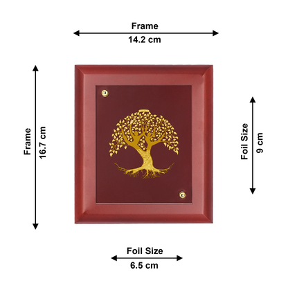 DIVINITI 24K Gold Plated Foil Tree Of Life Luxurious Photo Frame Idol for Workshop, Table Top, Home Wall Decor, Luxury Gift|MDF Size 1 (16.7x14.2 CM)