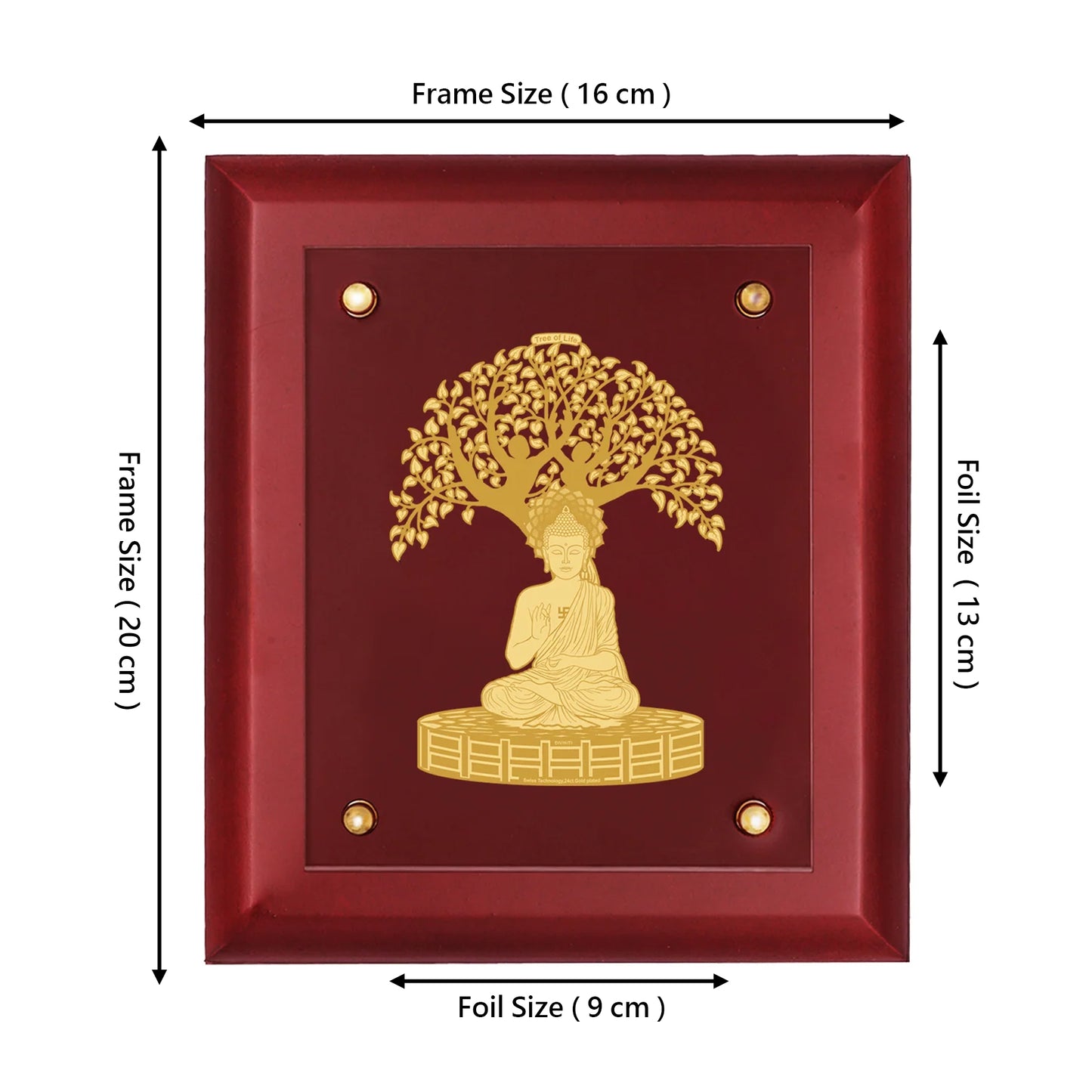 Diviniti 24K Gold Plated Foil Bodhi Tree Photo Frame Home & Office Decor, Tabletop, Workshop, Gift Items | MDFS2 (20x16 CM)