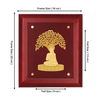 Diviniti 24K Gold Plated Foil Bodhi Tree Photo Frame Home & Office Decor, Tabletop, Workshop, Gift Items | MDFS2 (20x16 CM)