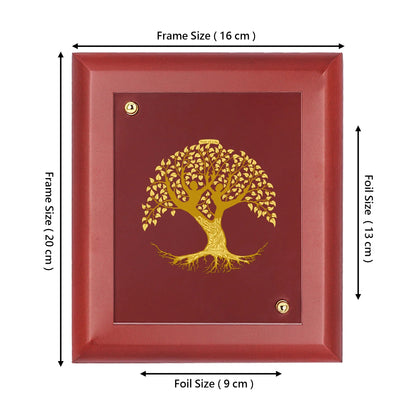 DIVINITI 24K Gold Plated Foil Tree of Life Photo Frame For Home Decor & Wall Hanging MDF Size 2 (20x16 CM)