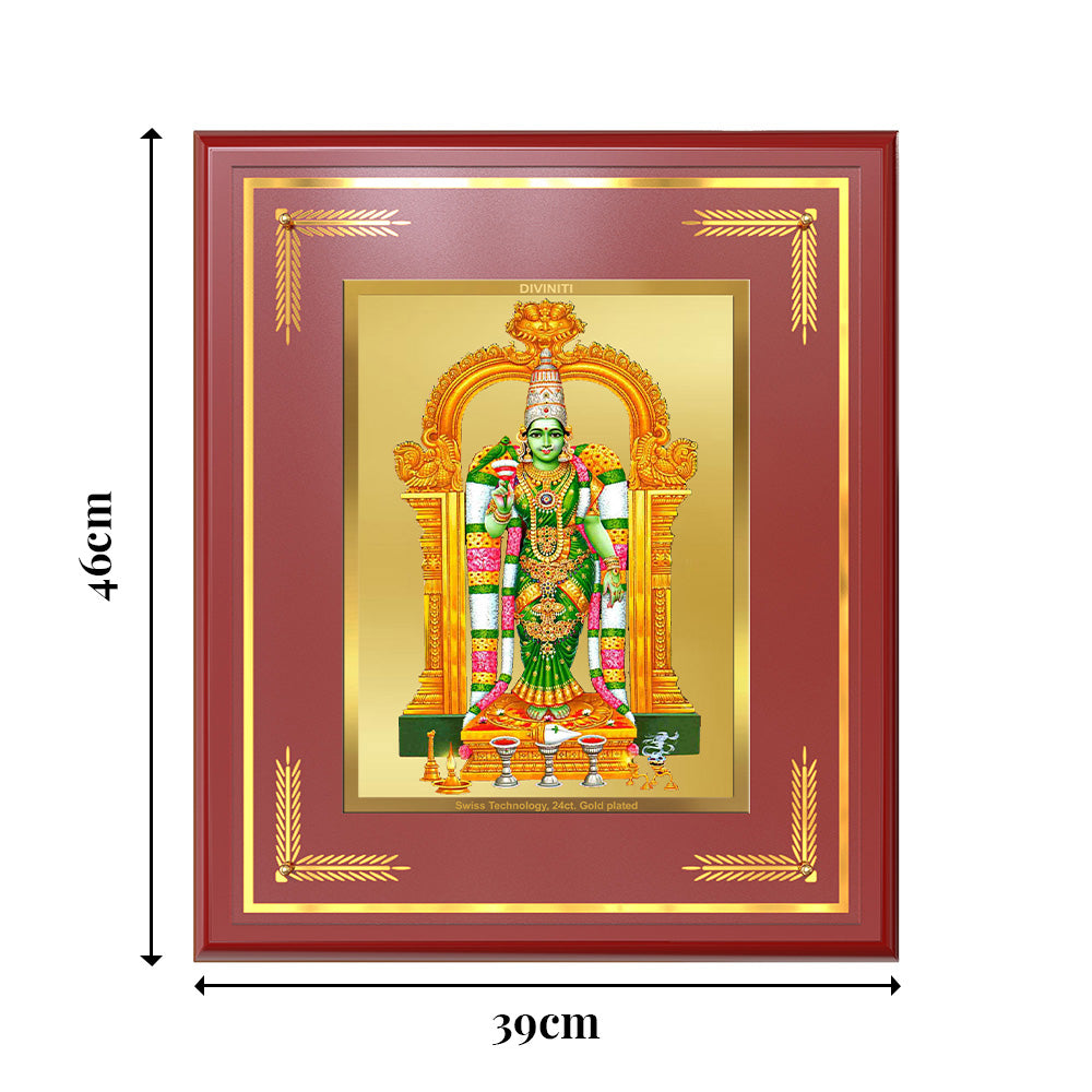 Goddess Meenakshi | Divine Warrior Goddess of Madurai Wall & Tabletop Frame in 24K Gold Plated Foil
