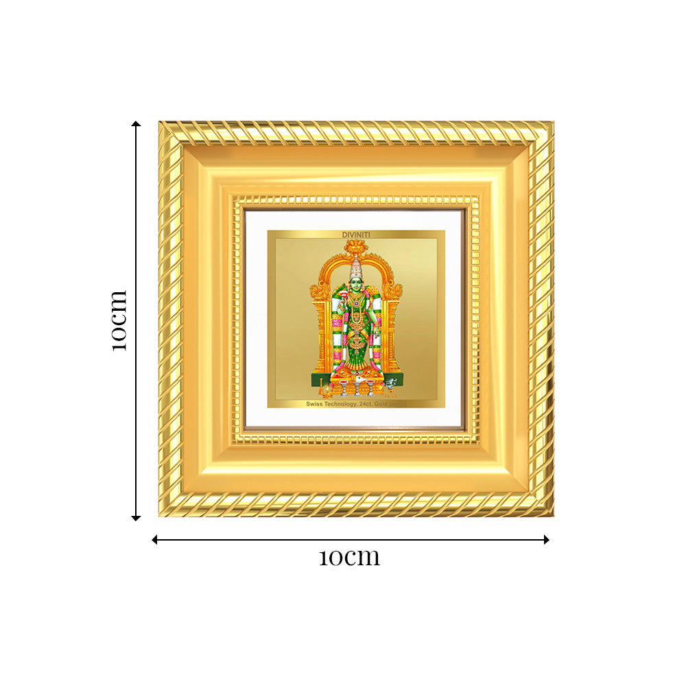 Diviniti Goddess Meenakshi Tabletop Frame in 24K Gold Plated Foil | Power, Prosperity & Divine Blessings | DG015S1A (10x10 CM)
