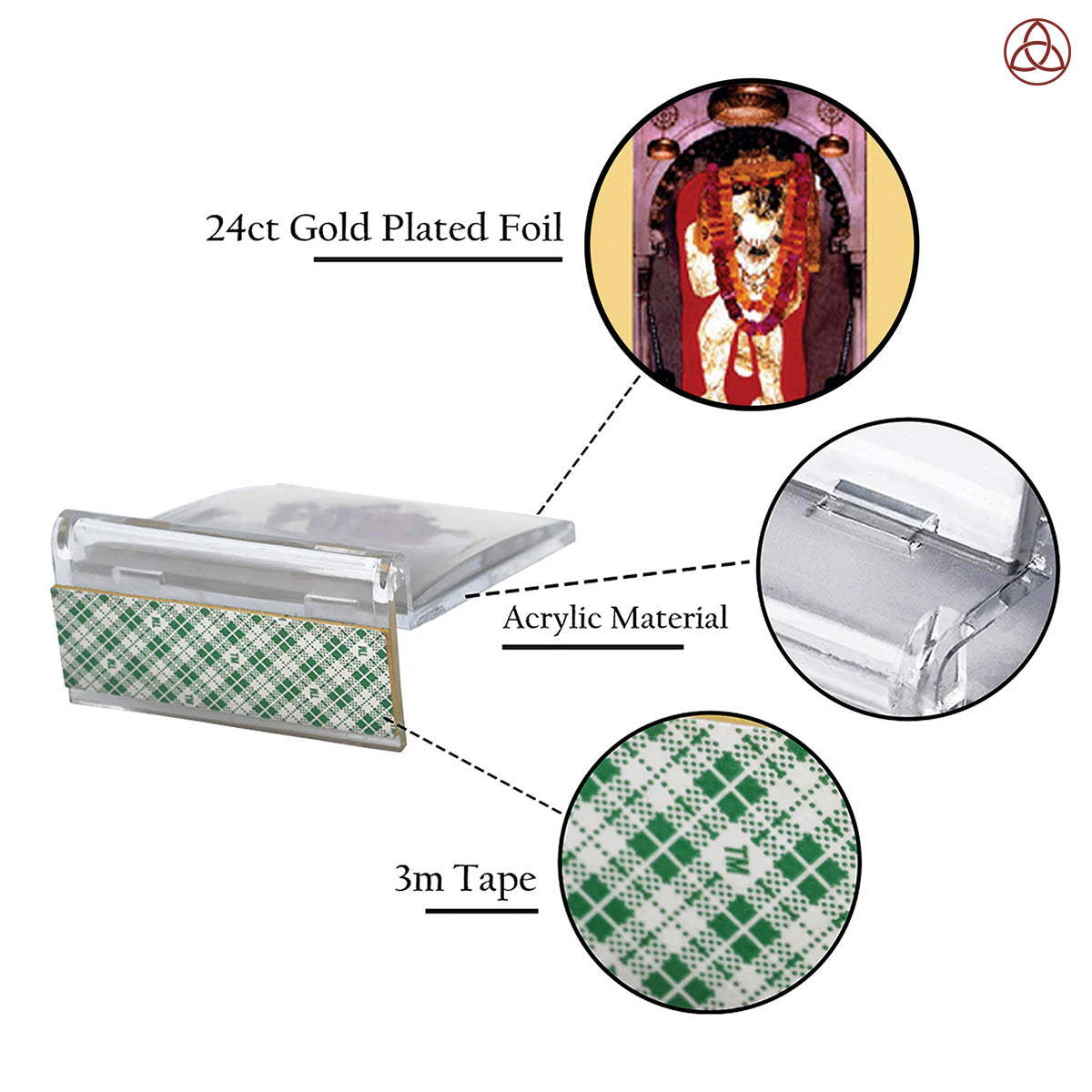 Mehandipur Bala Ji | Divine Lord Bala Ji Car Dashboard & Tabletop Photo Frame in 24K Gold Plated Foil