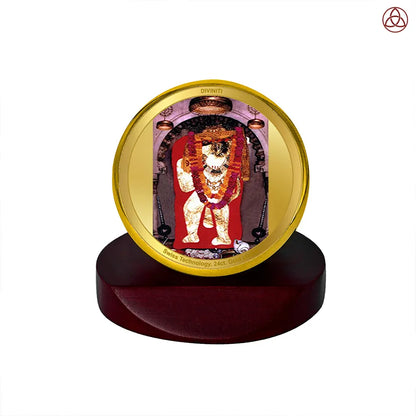 Mehandipur Balaji | Divine Hanuman of Healing and Protection Car Dashboard Frame in 24K Gold Plated Foil